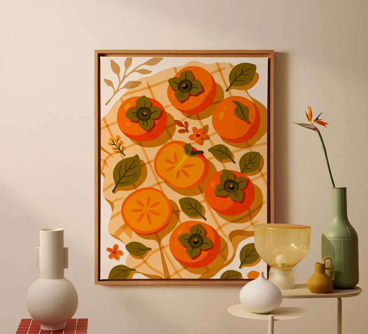 Persimmon - Una tavola stilizzata tela con Cornice a cassetta da Fletcher M Henry