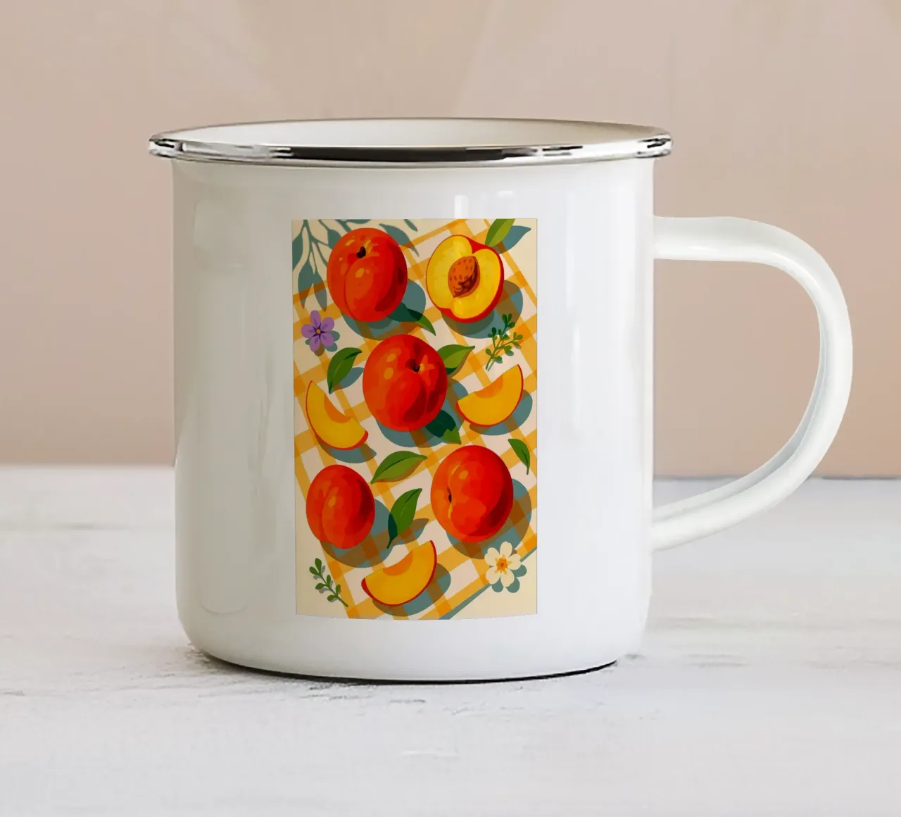 Nettarine - Una tavola stilizzata tazza in smalto da Fletcher M Henry