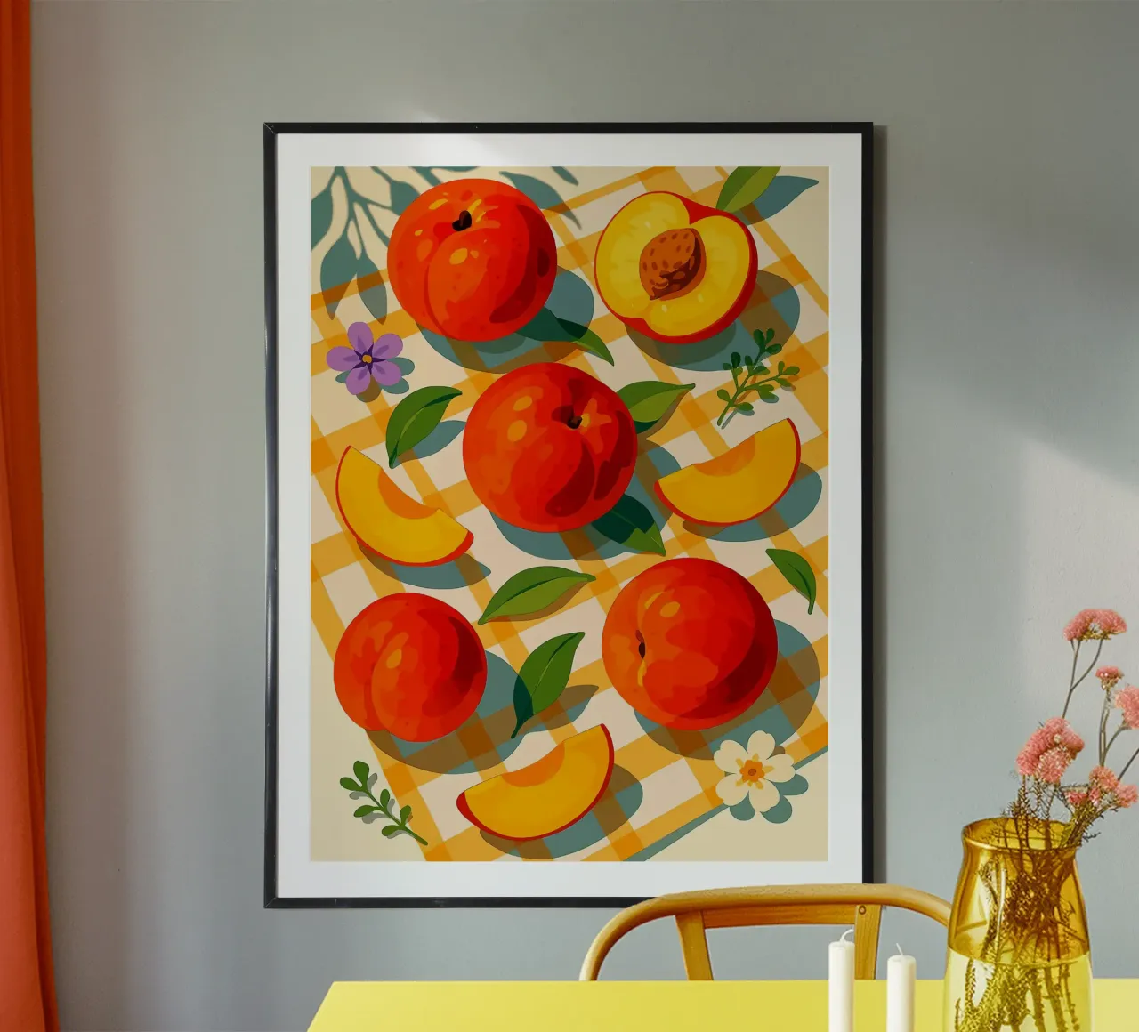 Nettarine - Una tavola stilizzata poster con telaio in legno da Fletcher M Henry