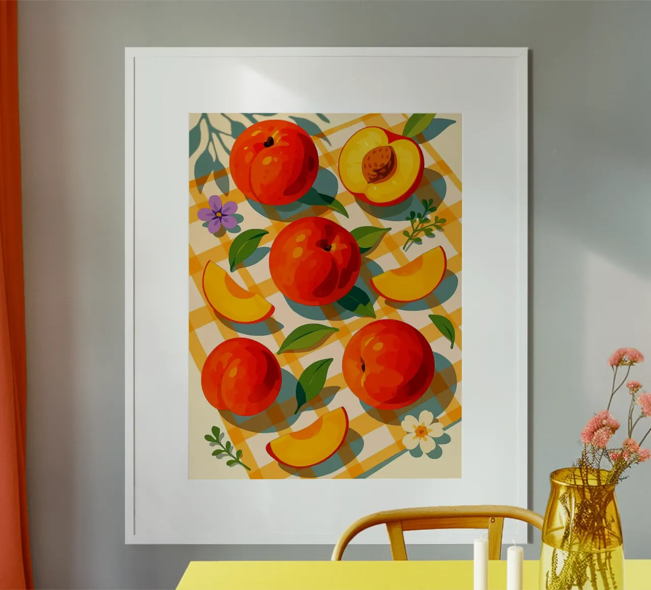 Nettarine - Una tavola stilizzata poster con telaio in legno da Fletcher M Henry