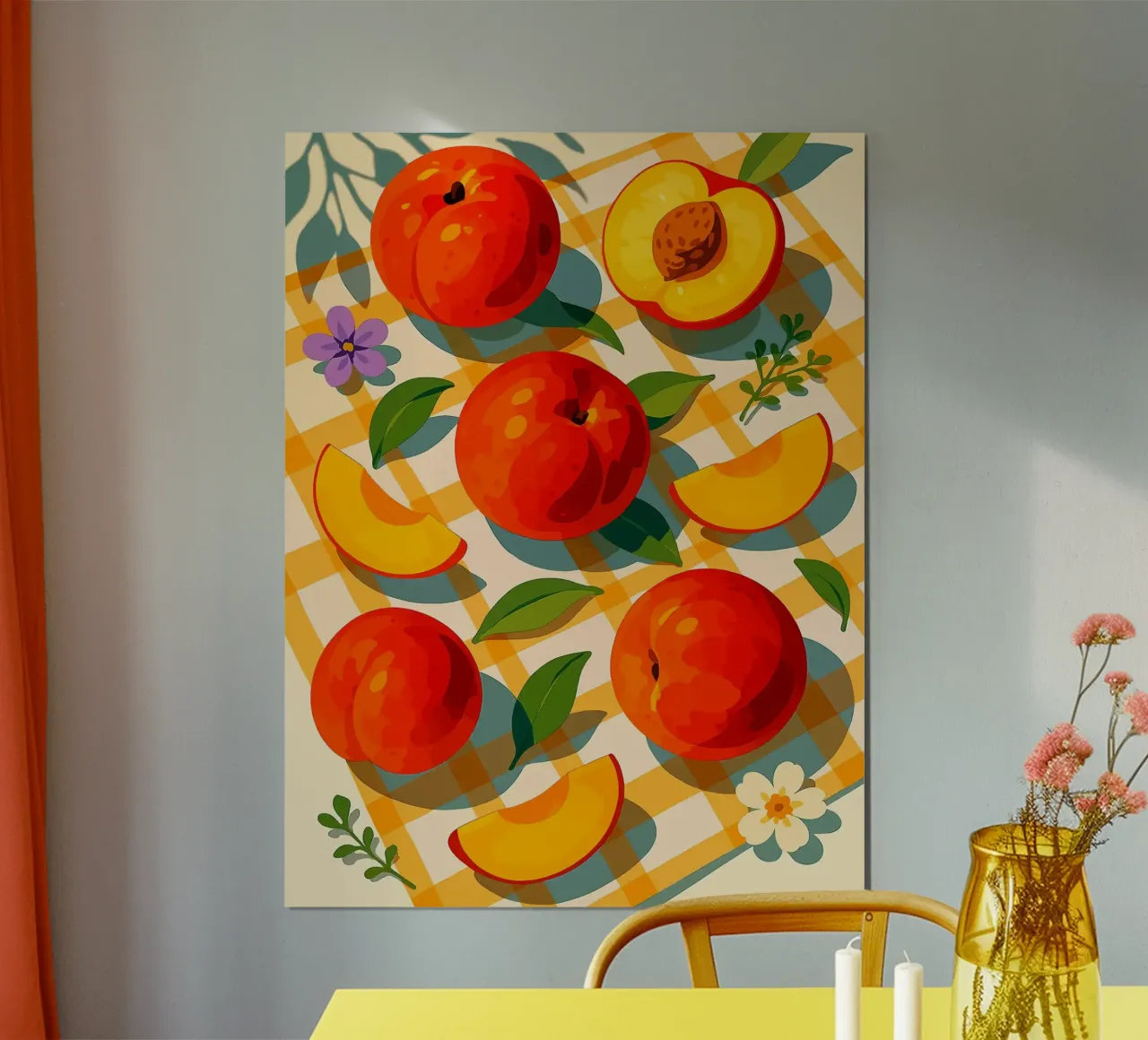 Nettarine - Una tavola stilizzata poster con telaio in legno da Fletcher M Henry