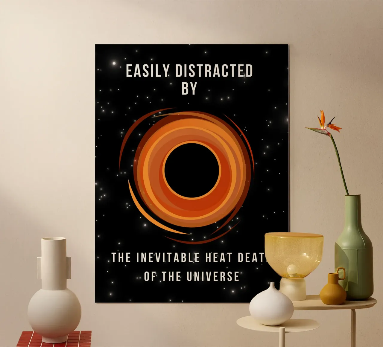 Easily Distracted by the Heat Death of the Universe poster con telaio in alluminio da Melty Shirts