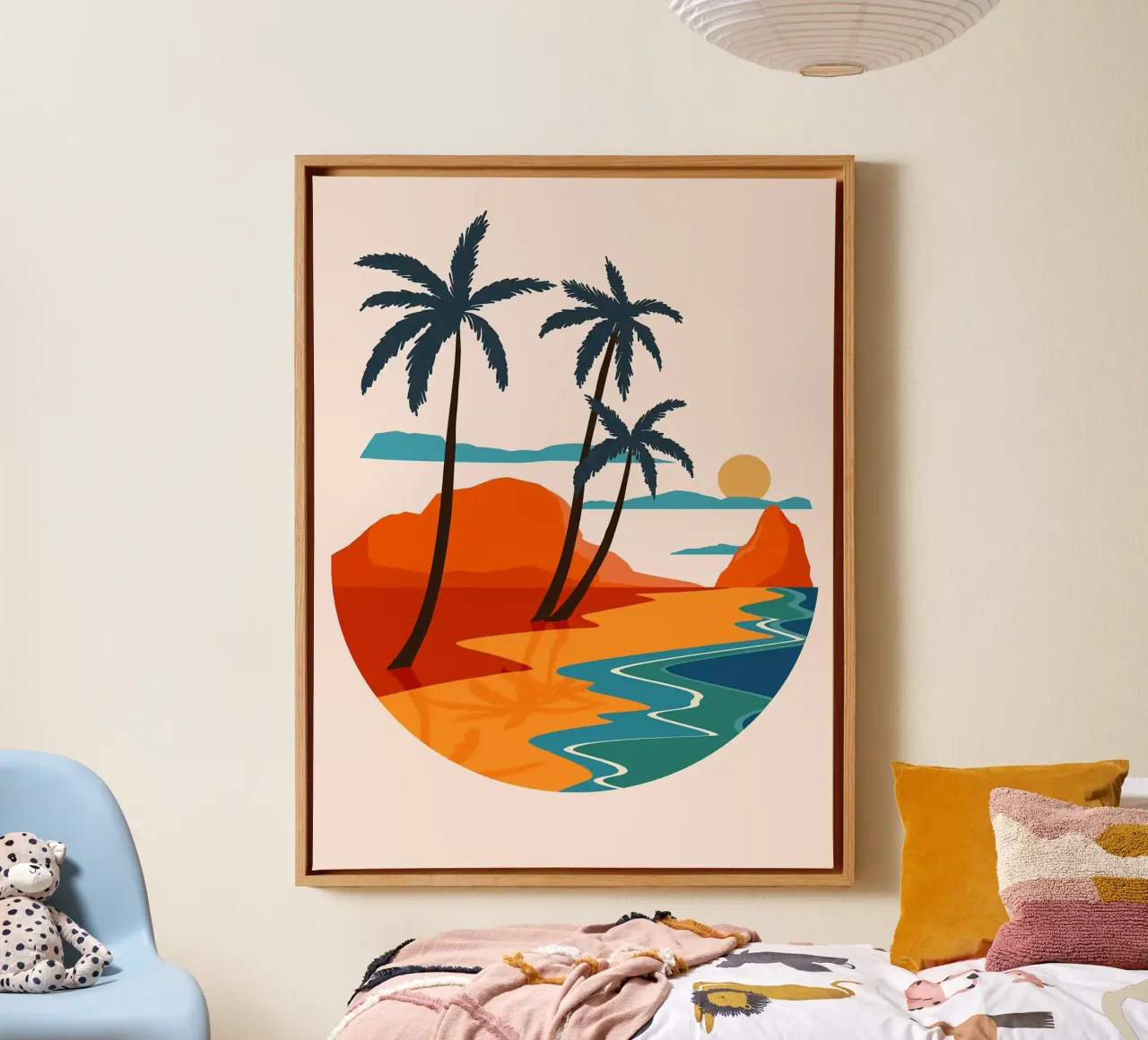 Poster per il tramonto sulla spiaggia tela con Cornice a cassetta da Leon B Feierabend