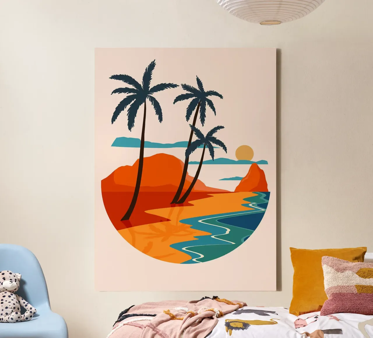 Poster per il tramonto sulla spiaggia tela con Cornice a cassetta da Leon B Feierabend