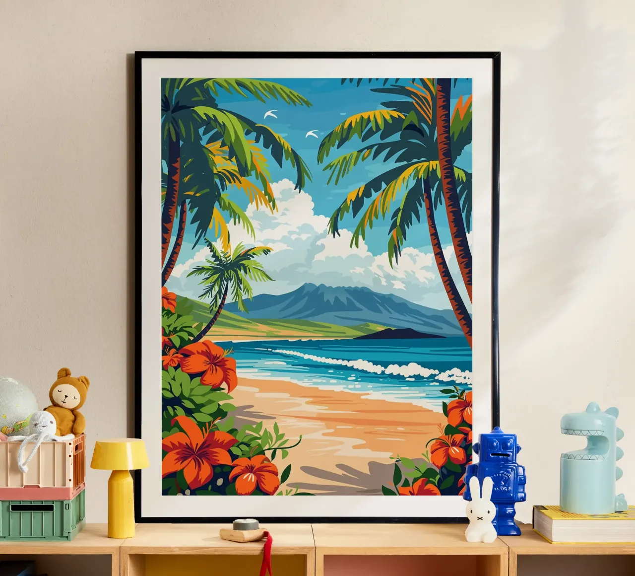 Isola di Maui, Hawaii poster con telaio in alluminio da Leon B Feierabend
