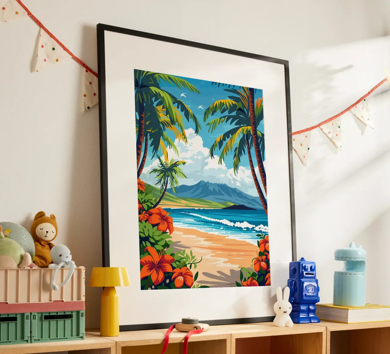 Isola di Maui, Hawaii poster con telaio in alluminio da Leon B Feierabend