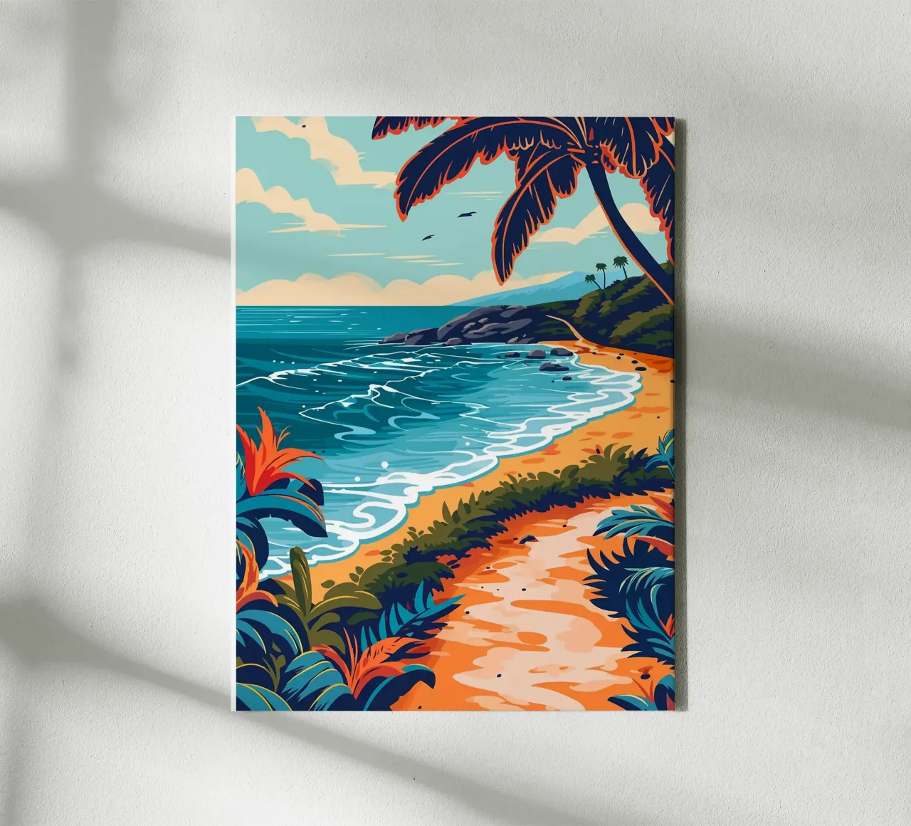 Tropical Beach Path canvas with Floater frame by Leon B Feierabend