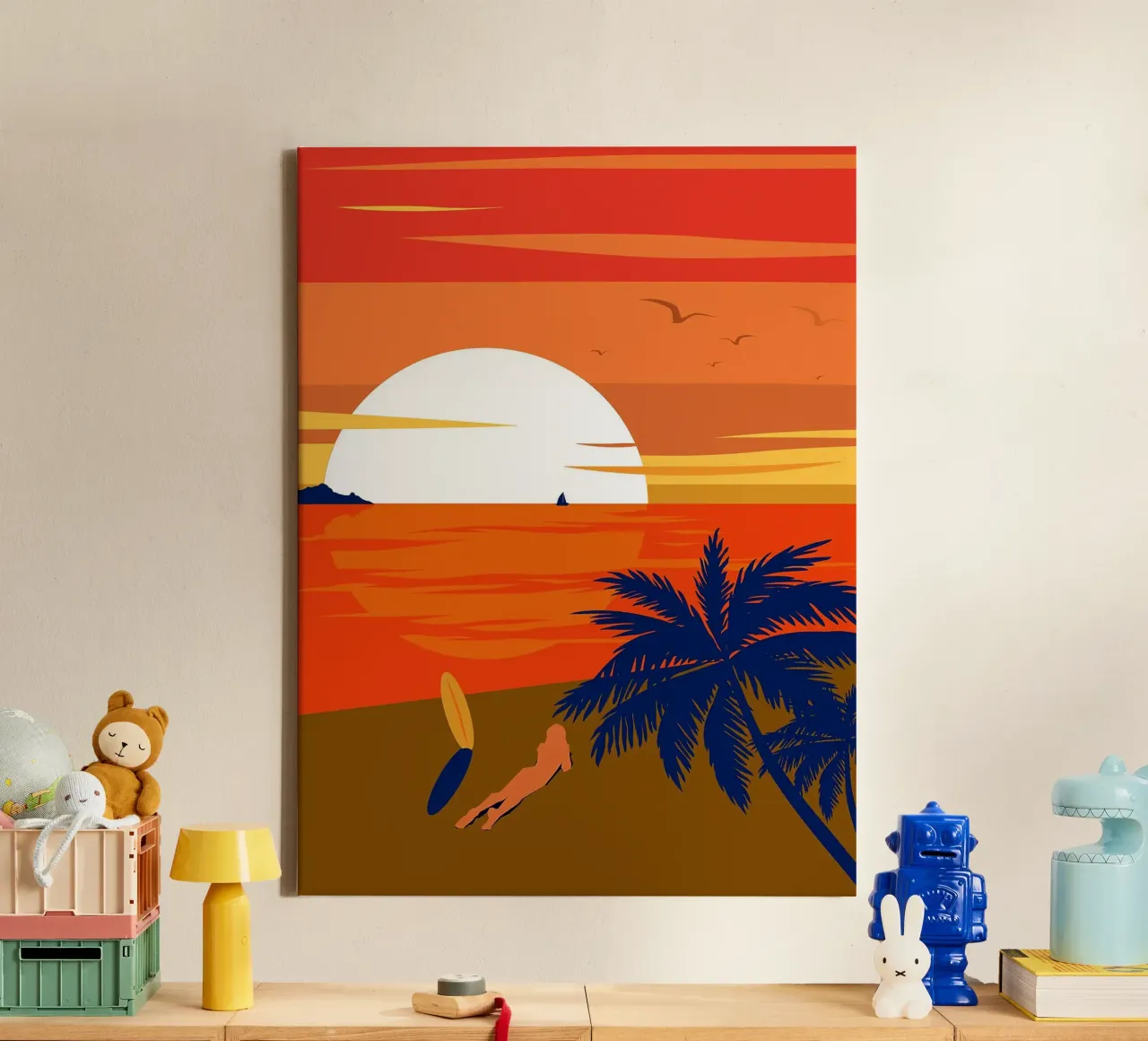 La Plage Minimal Art canvas met Baklijst van Leon B Feierabend