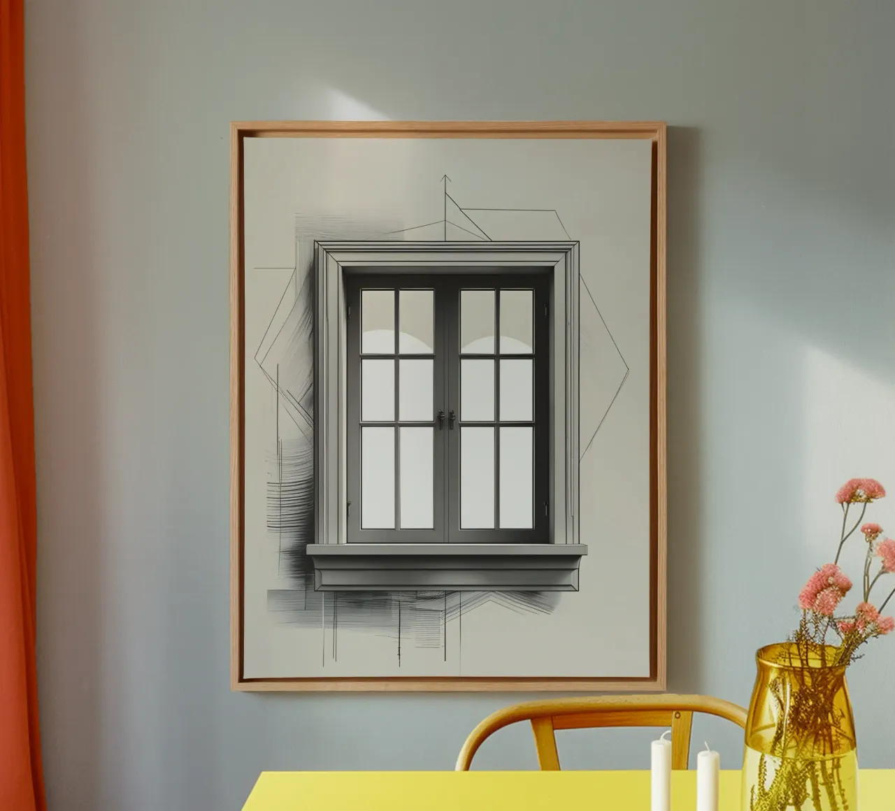 Window Frame canvas with Floater frame by The Green Room