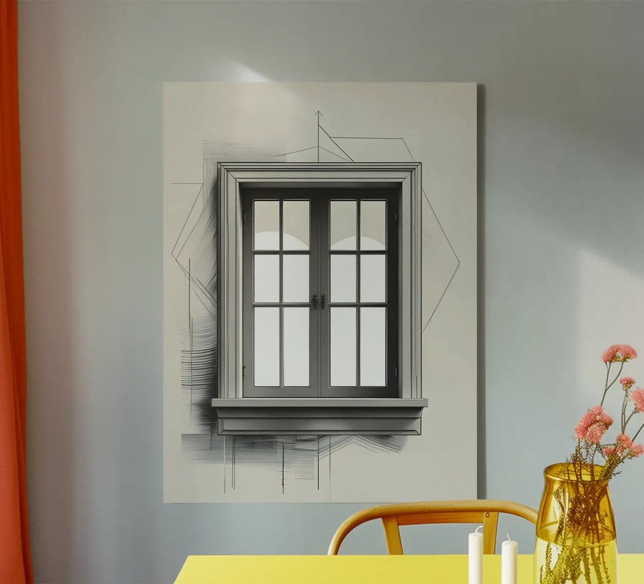 Window Frame canvas with Floater frame by The Green Room