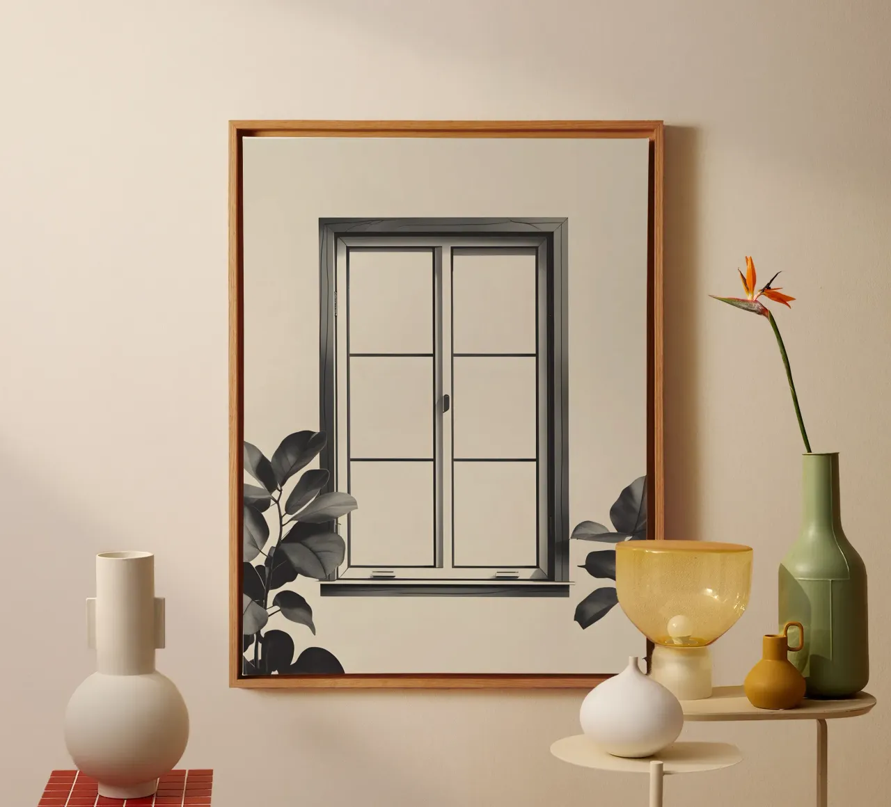 Window Frame canvas with Floater frame by The Green Room