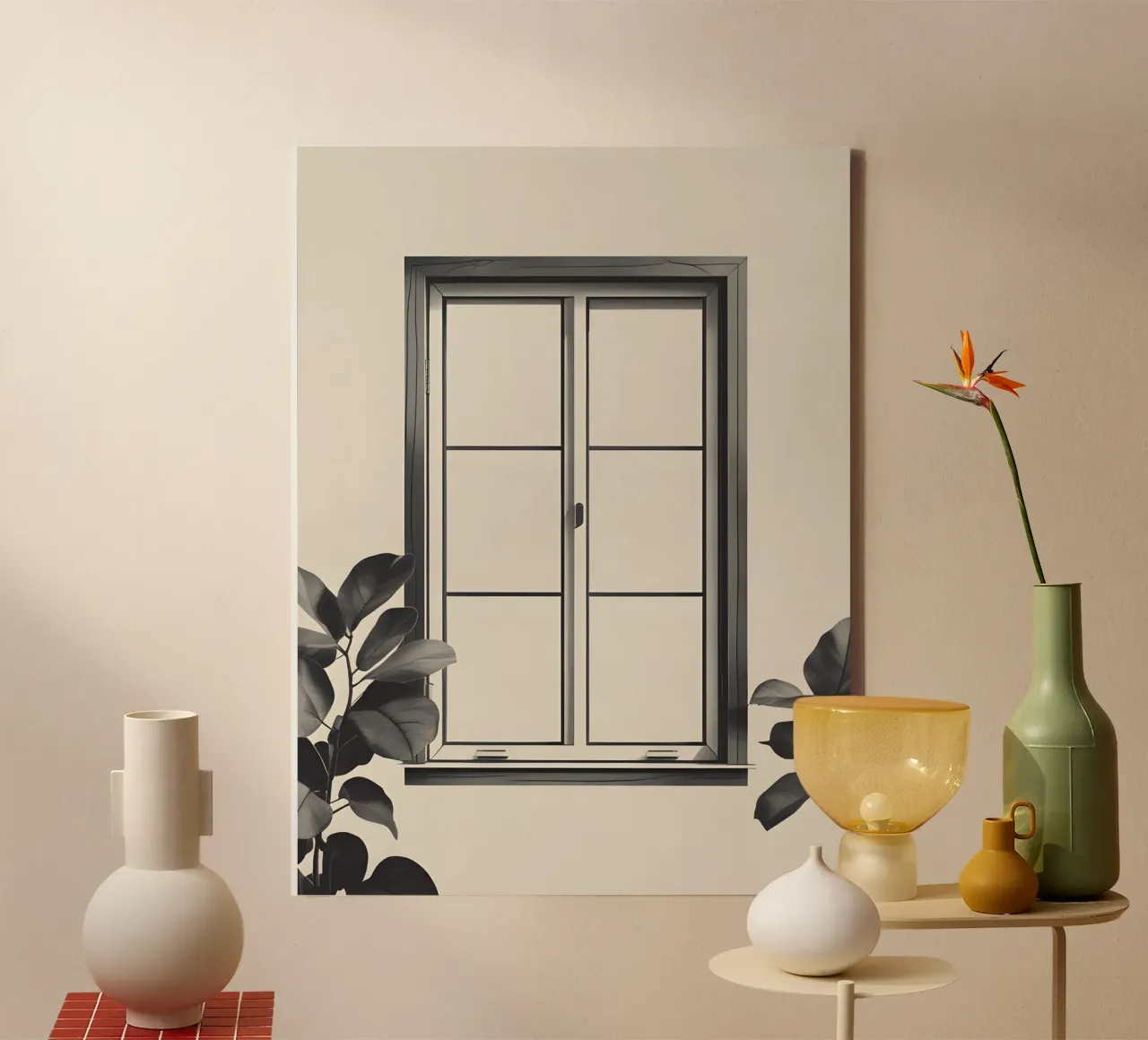 Window Frame canvas with Floater frame by The Green Room