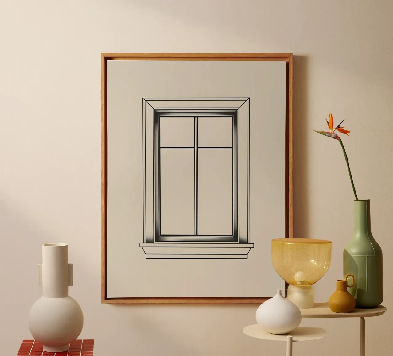 Window Frame canvas with Floater frame by The Green Room