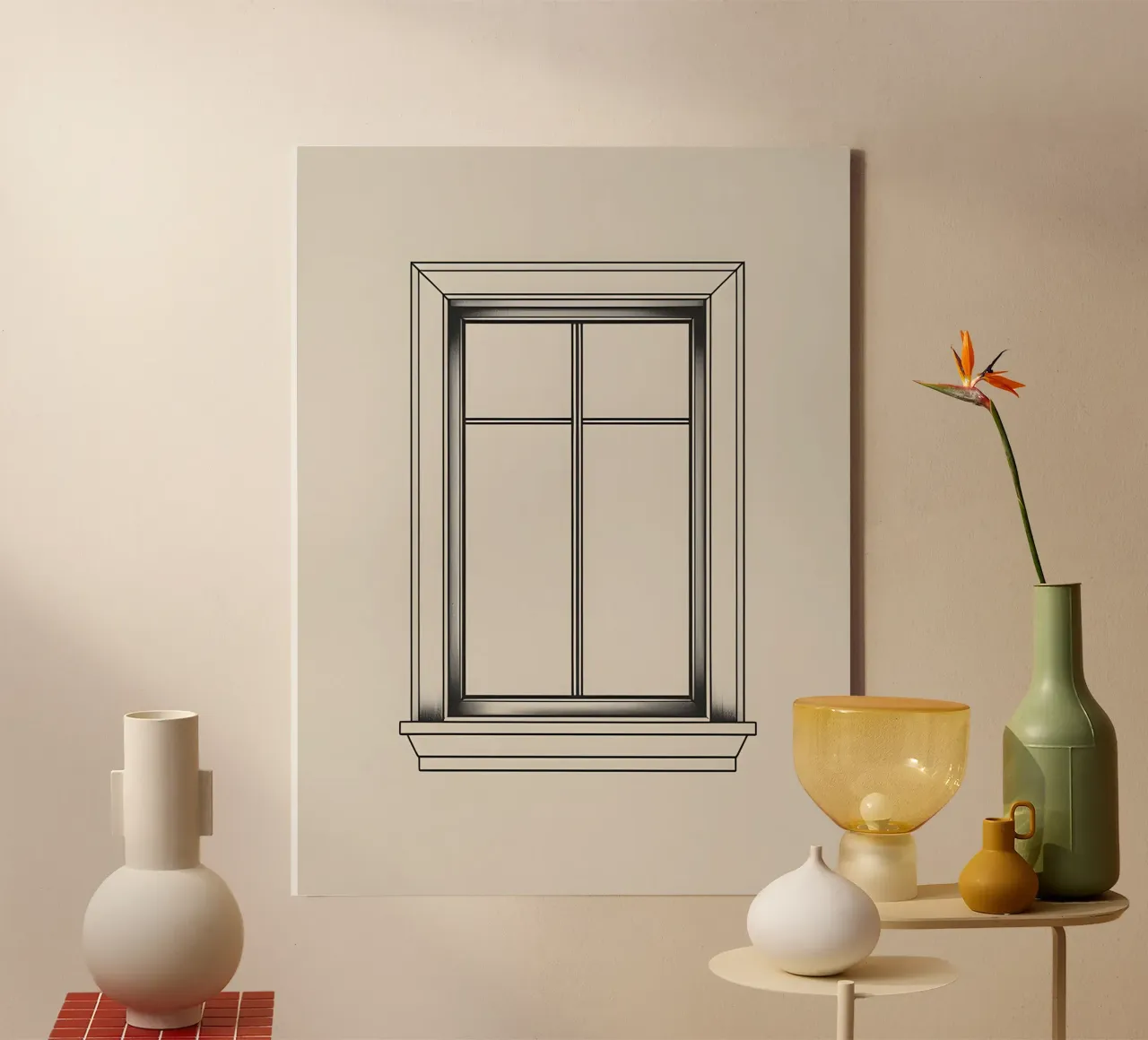 Window Frame canvas with Floater frame by The Green Room