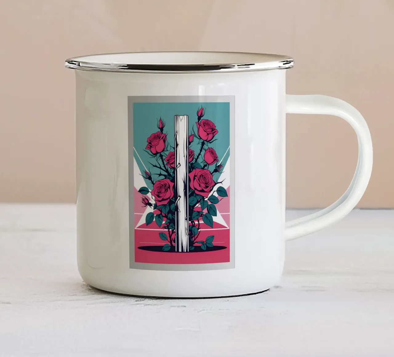 rose tazza in smalto da Botanical Gallery
