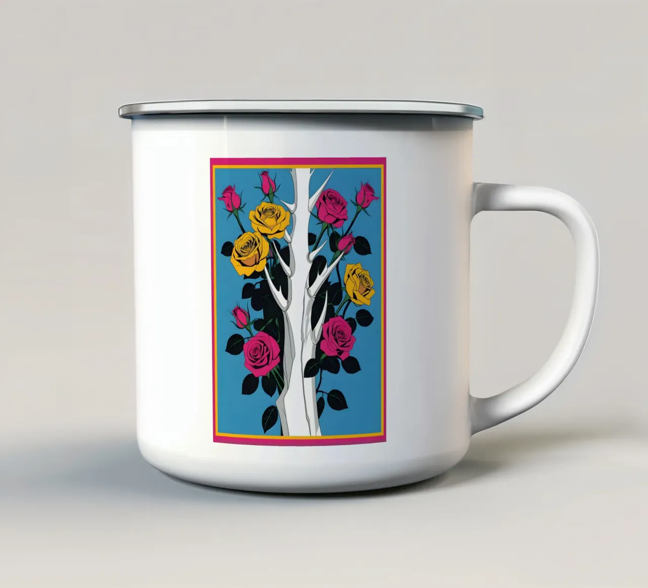 rose tazza in smalto da Botanical Gallery
