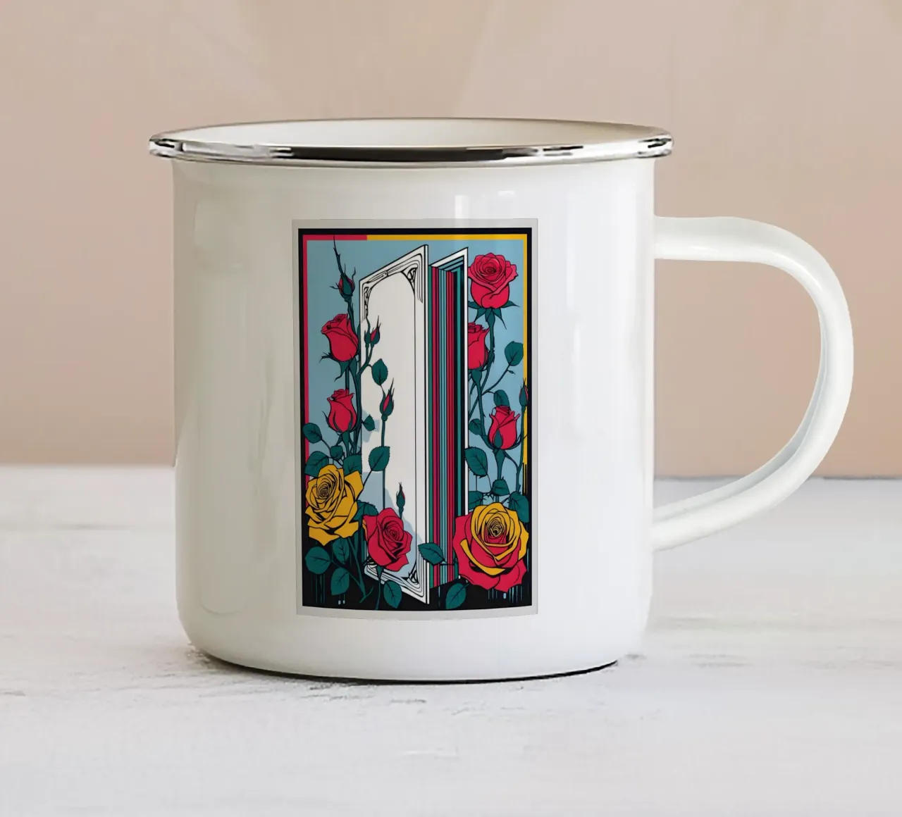 rose tazza in smalto da Botanical Gallery