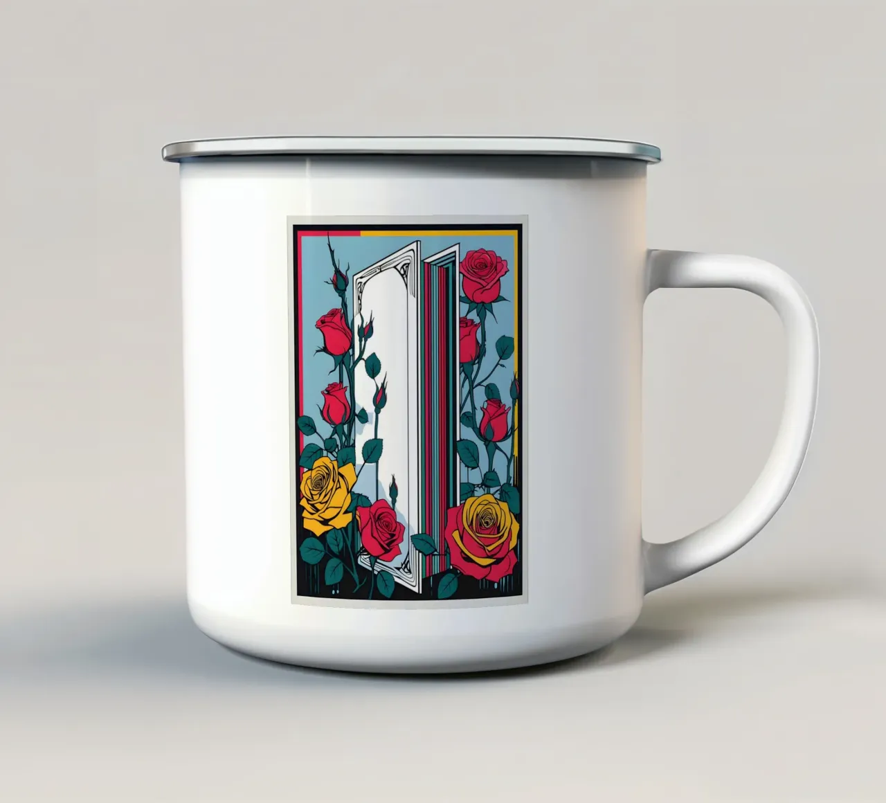 rose tazza in smalto da Botanical Gallery