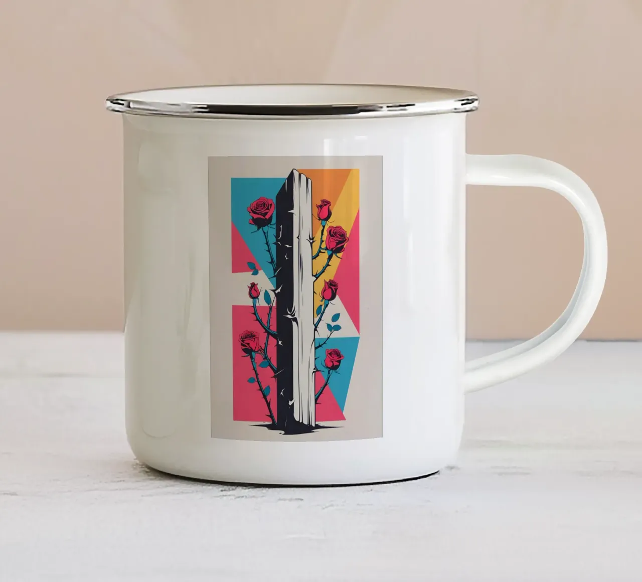 rose tazza in smalto da Botanical Gallery