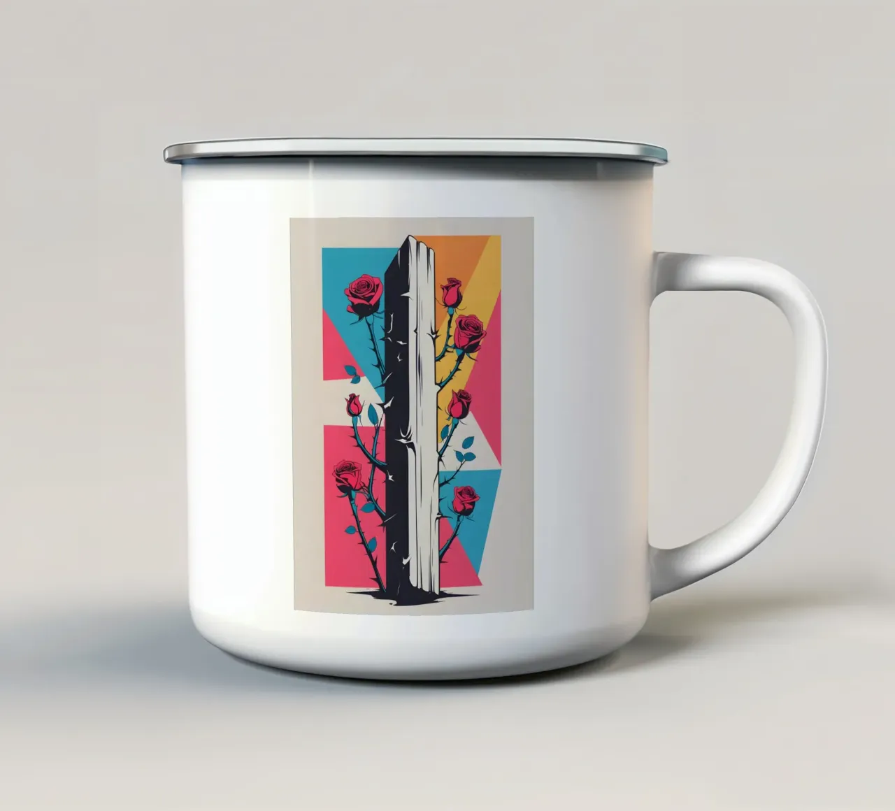 rose tazza in smalto da Botanical Gallery