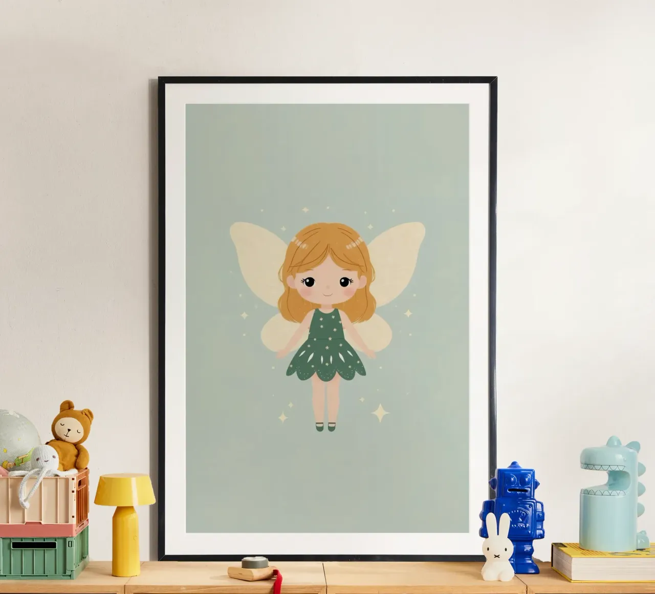 Fata dei cartoni animati con vestito verde poster da DesignDoodle