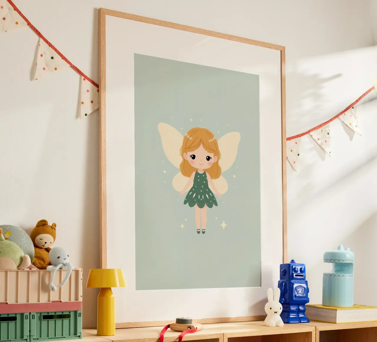 Fata dei cartoni animati con vestito verde poster da DesignDoodle