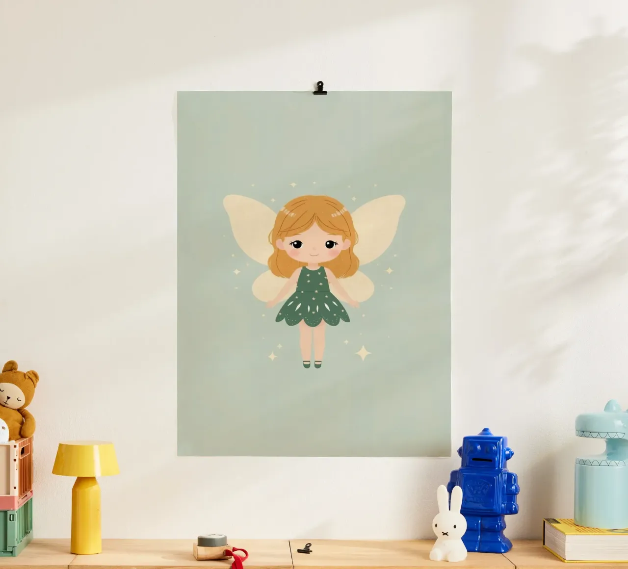 Fata dei cartoni animati con vestito verde poster da DesignDoodle