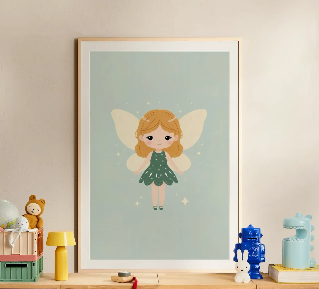 Fata dei cartoni animati con vestito verde poster da DesignDoodle