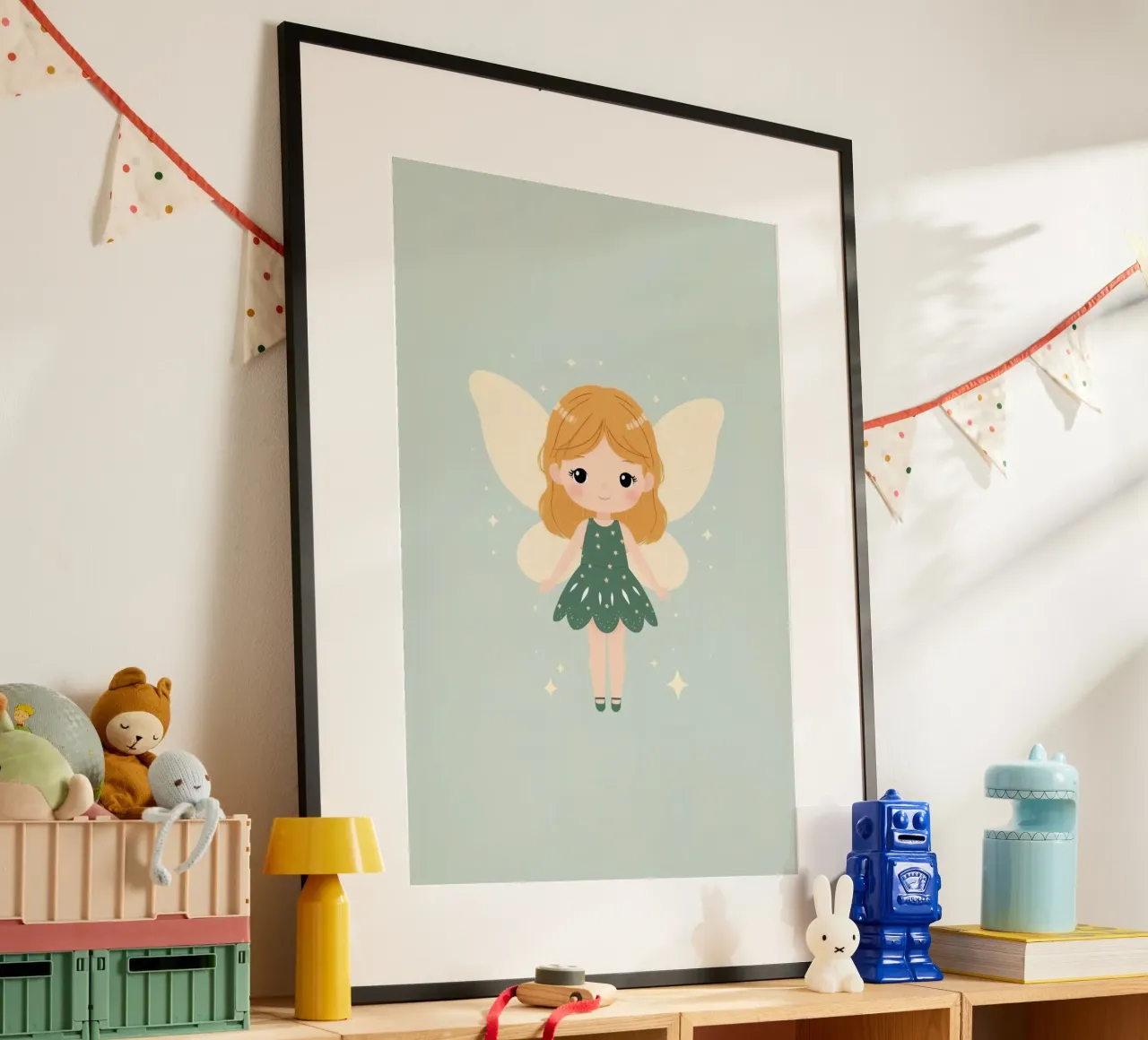 Fata dei cartoni animati con vestito verde poster da DesignDoodle