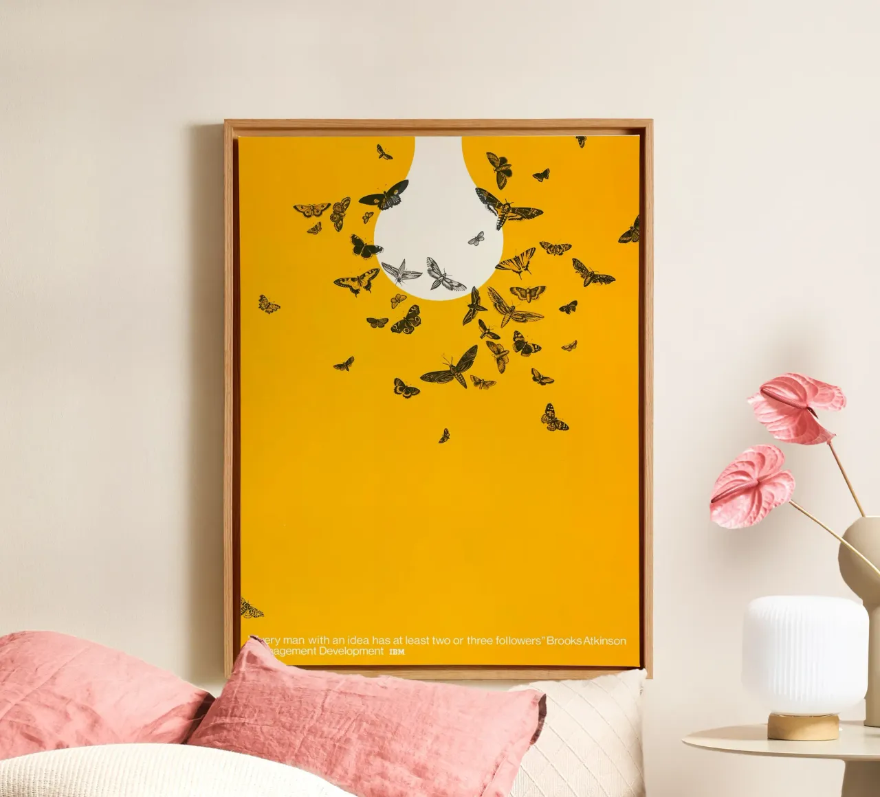 Moths to a Lightbulb canvas with Floater frame by Leonard R Sadler