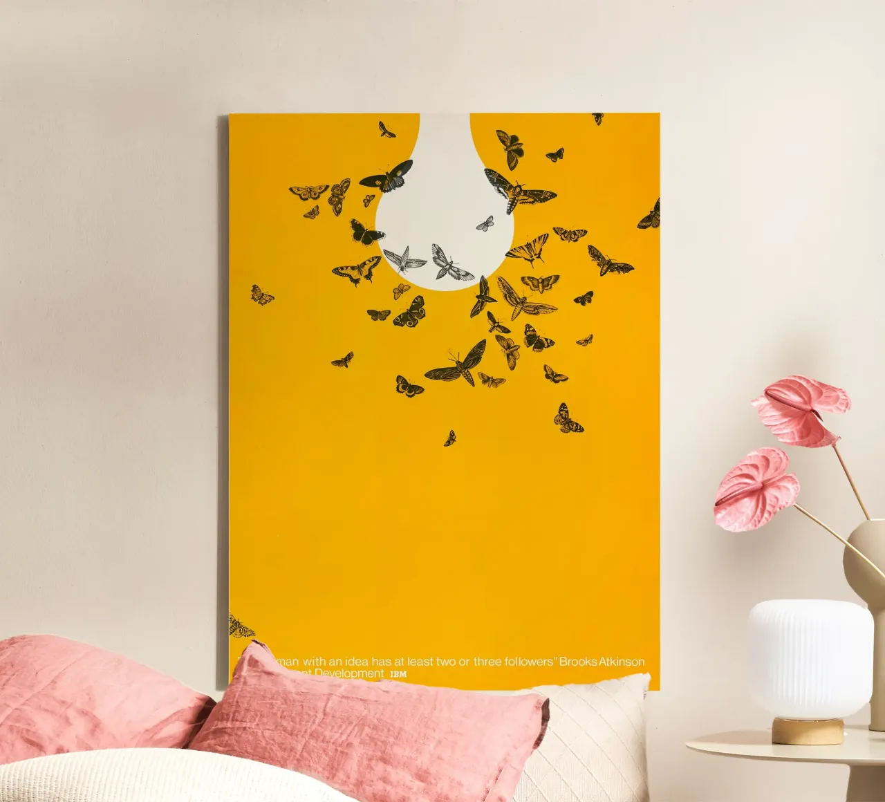 Moths to a Lightbulb canvas with Floater frame by Leonard R Sadler