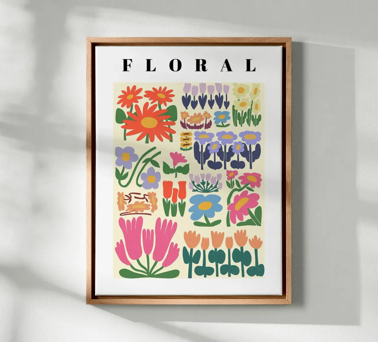 Floral Pattern Print canvas with Floater frame by Leonard R Sadler