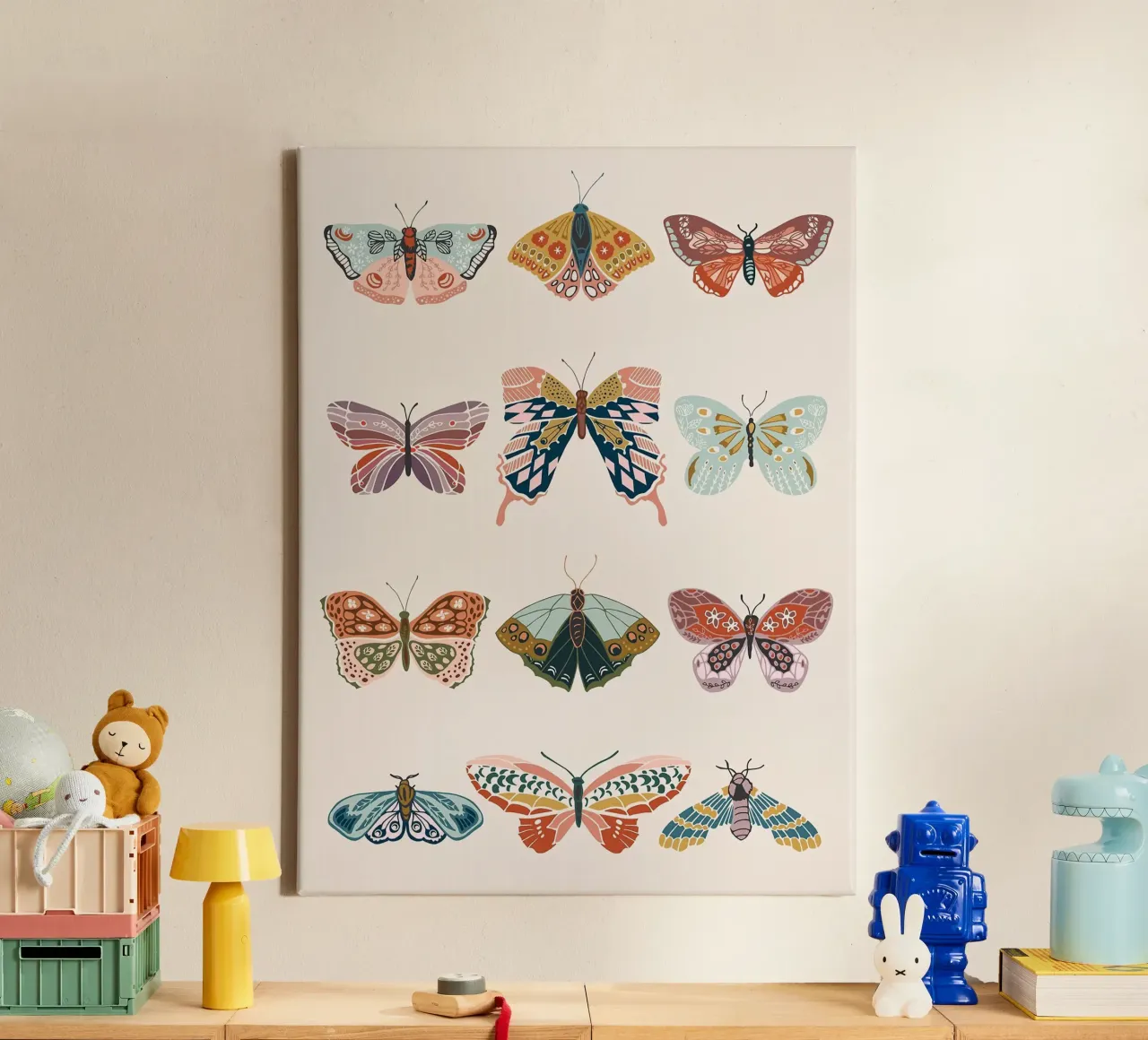 Decorative Butterfly and Moth Illustration canvas with Floater frame by Leonard R Sadler