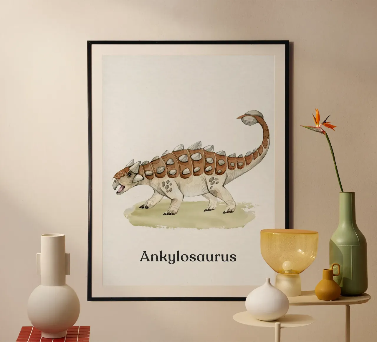 Anchilosauro poster con telaio in legno da Eldon S Kiser