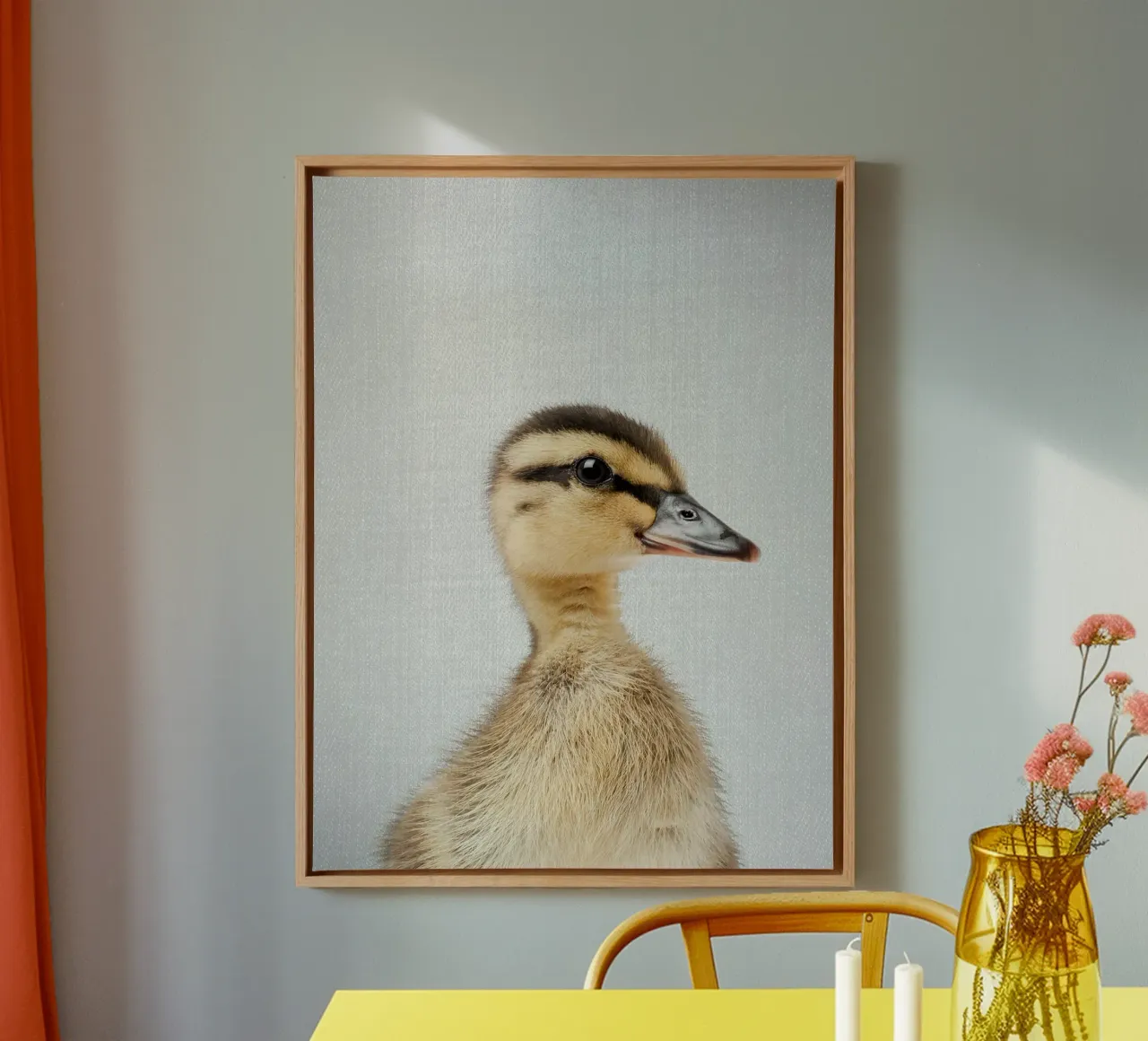 Duckling Colorful canvas with Floater frame by Eldon S Kiser