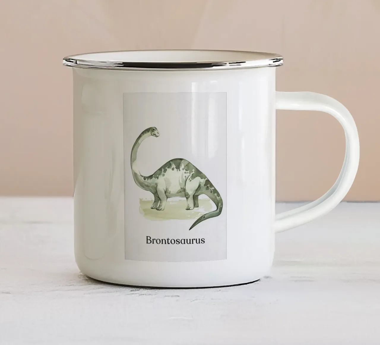 Brontosauro tazza in smalto da Eldon S Kiser