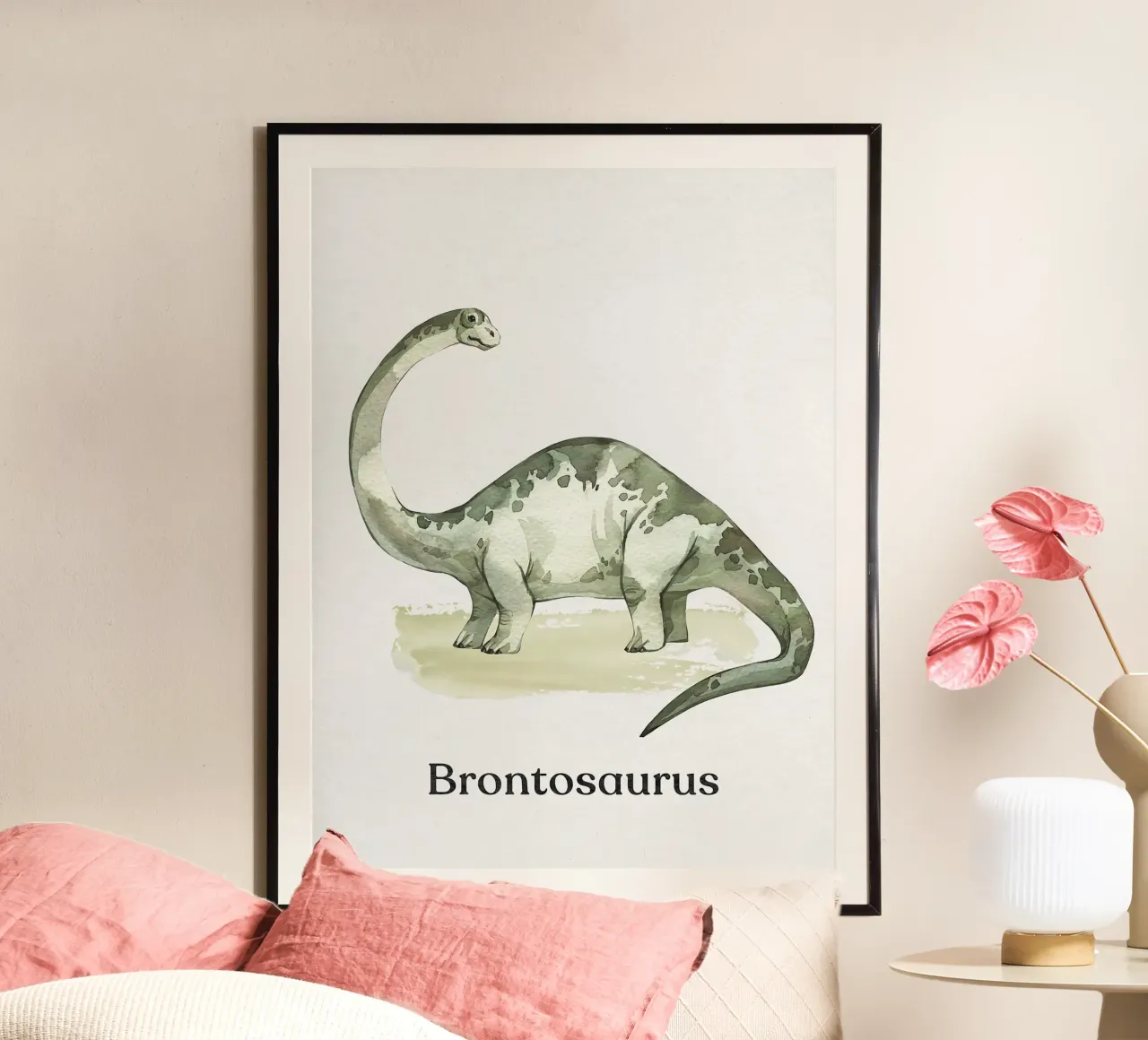 Brontosauro poster con telaio in legno da Eldon S Kiser