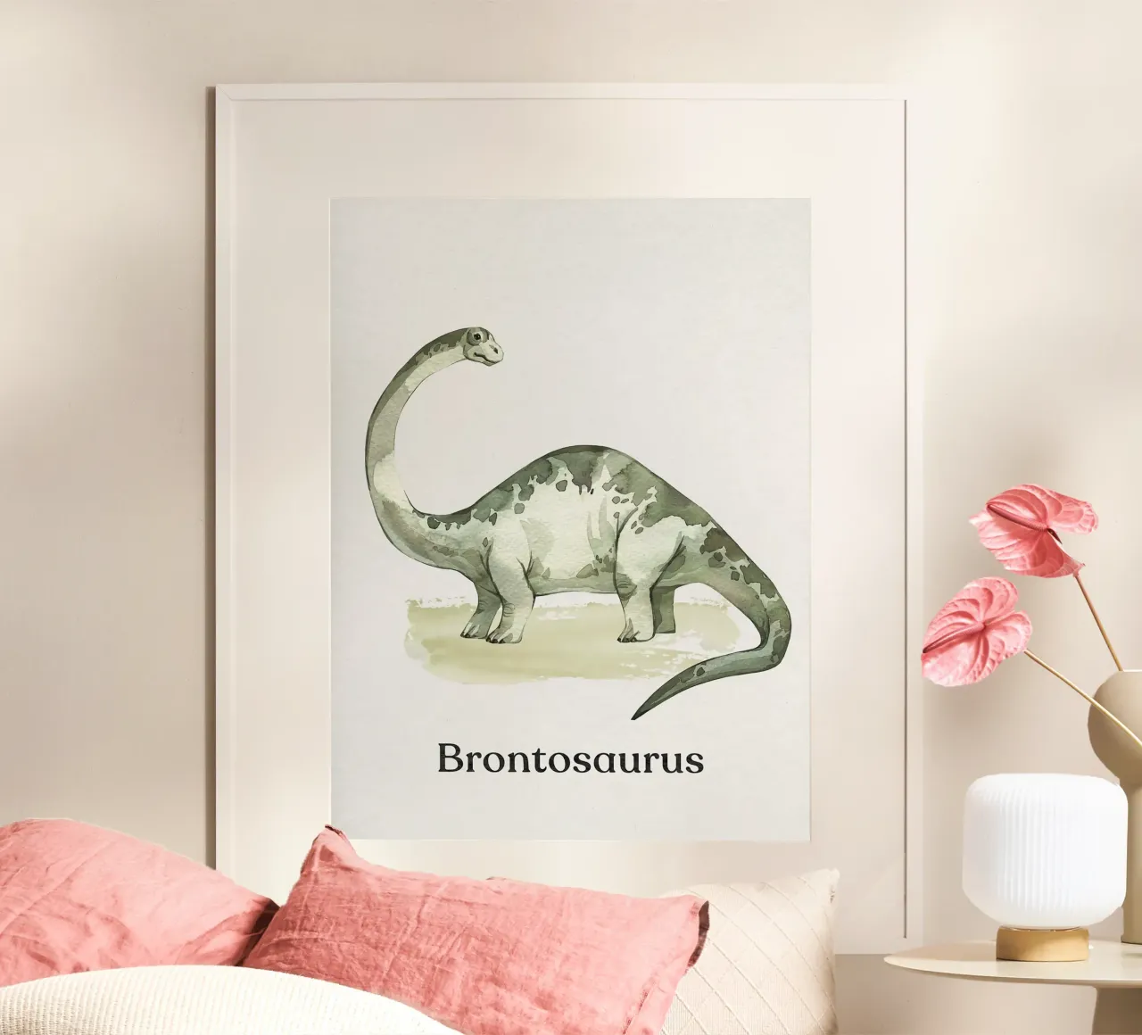 Brontosauro poster con telaio in legno da Eldon S Kiser