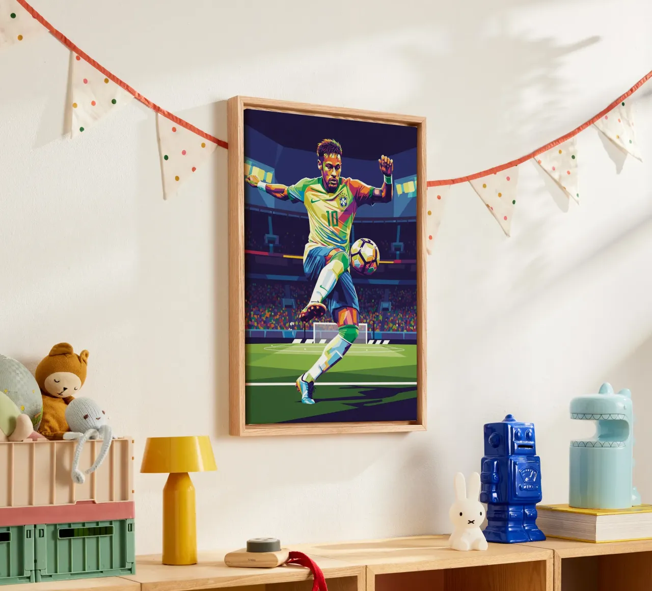 Neymar control the ball canvas with Floater frame by Hantamrata