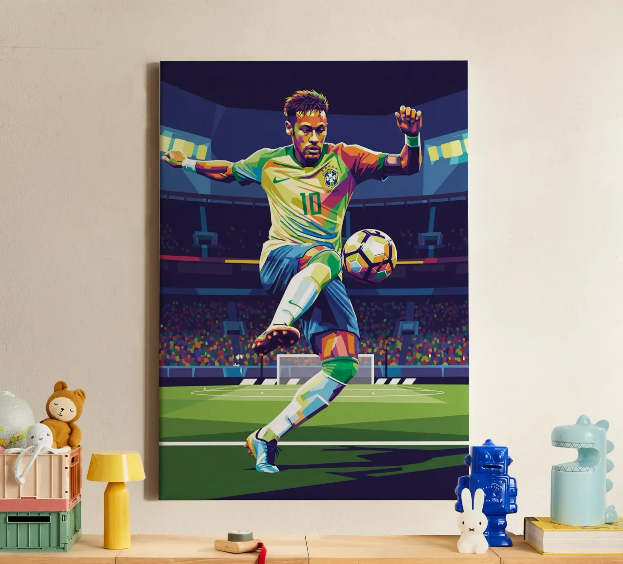 Neymar control the ball canvas with Floater frame by Hantamrata