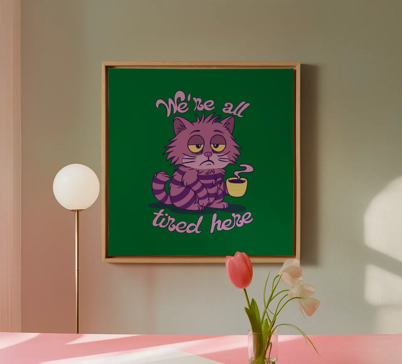 Wir sind hier alle müde Leinwand mit Schattenfugenrahmen von Loobs