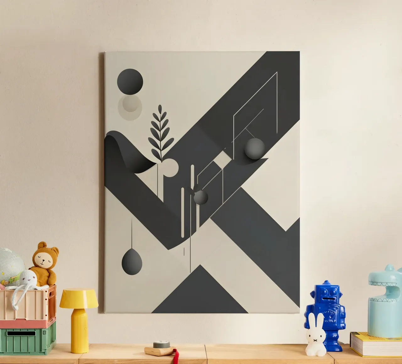 Monochrome Elegance canvas with Floater frame by The Green Room