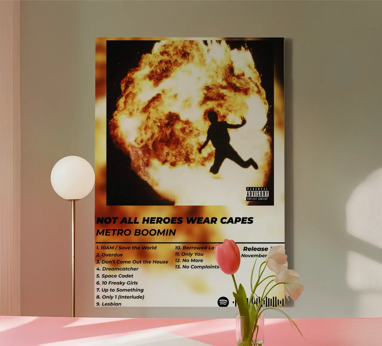 Poster Non tutti gli eroi indossano il mantello - Metro Boomin tela con Cornice a cassetta da alexandrealbumreview