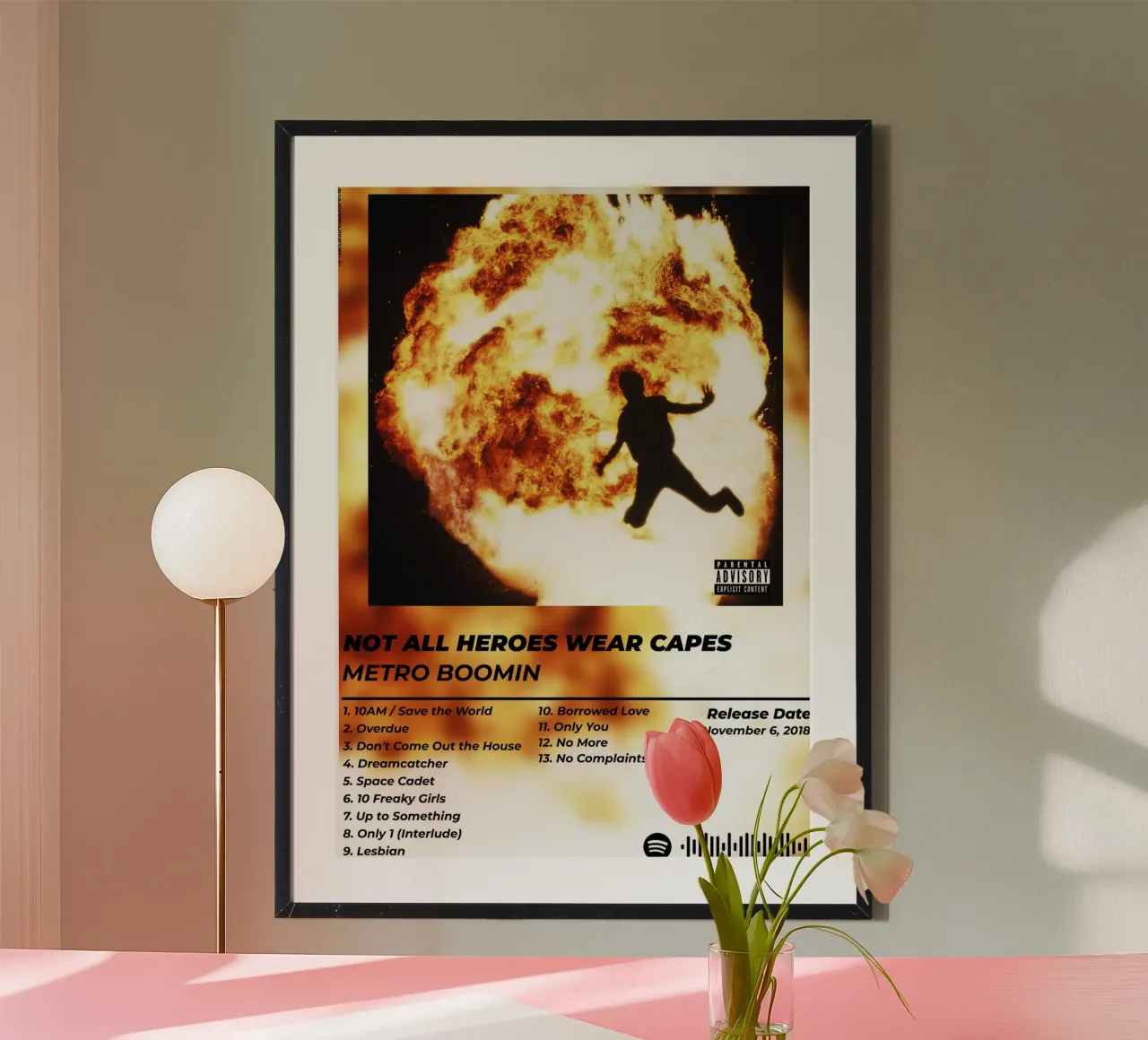 Poster Non tutti gli eroi indossano il mantello - Metro Boomin poster con telaio in legno da alexandrealbumreview
