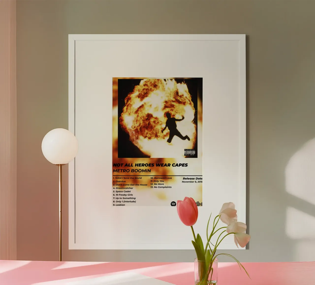 Poster Non tutti gli eroi indossano il mantello - Metro Boomin poster con telaio in legno da alexandrealbumreview