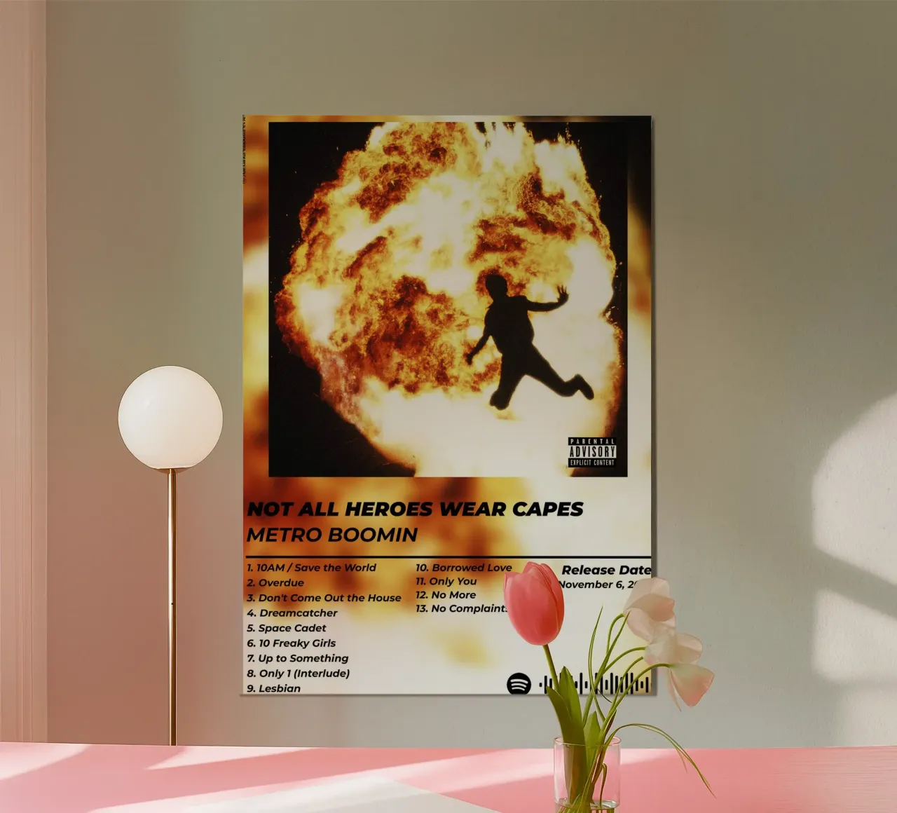 Poster Non tutti gli eroi indossano il mantello - Metro Boomin poster con telaio in legno da alexandrealbumreview