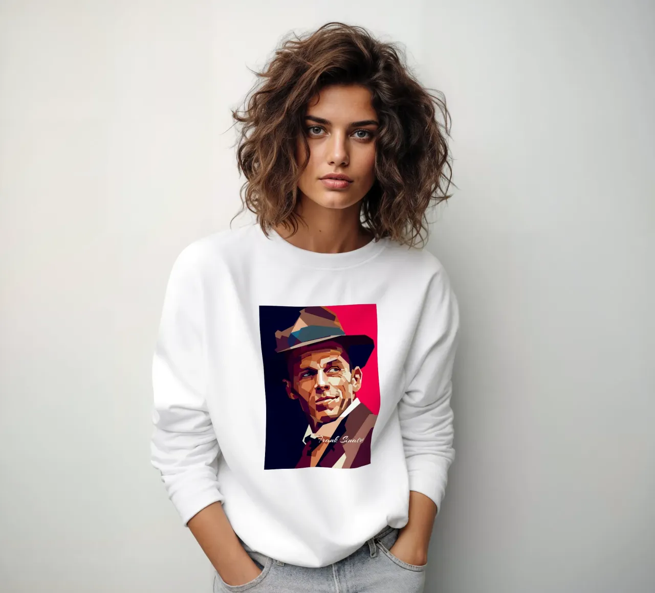 Frank Sinatra, cantante pop classico, ritratto retrò felpa da Artkreator