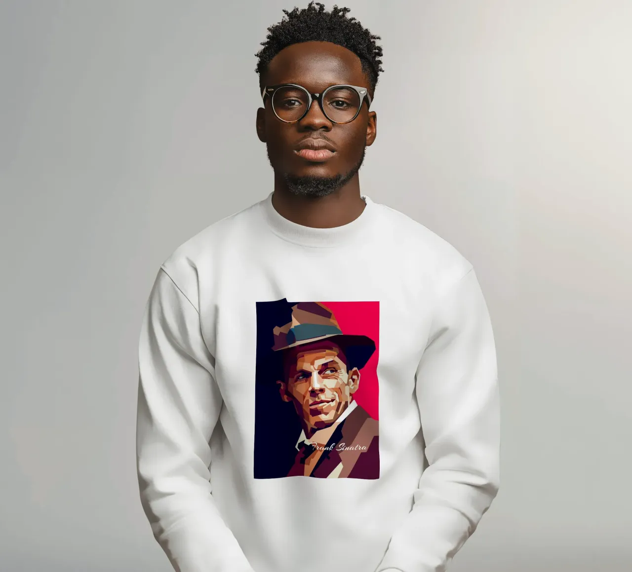 Frank Sinatra, cantante pop classico, ritratto retrò felpa da Artkreator