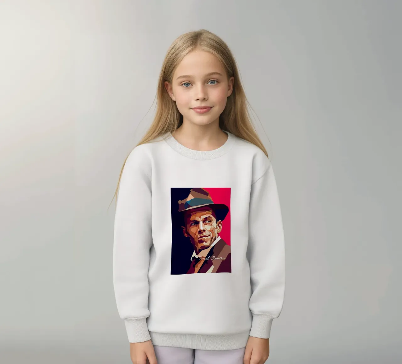 Frank Sinatra, cantante pop classico, ritratto retrò felpa bambino da Artkreator