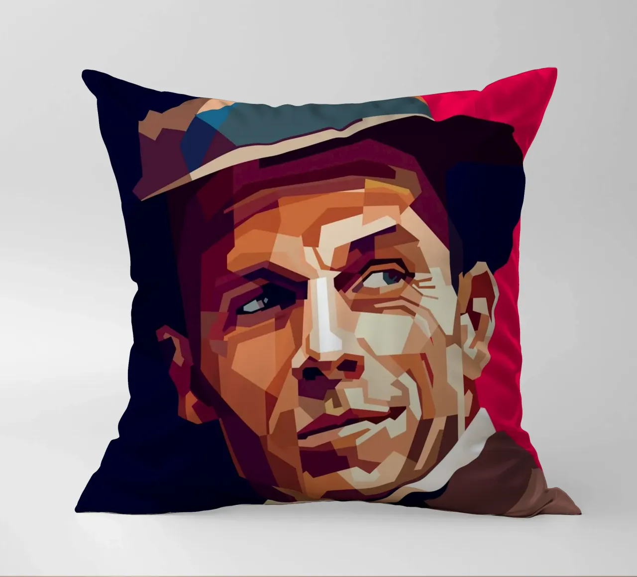 Frank Sinatra, cantante pop classico, ritratto retrò cuscino da Artkreator